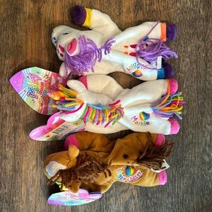 Lisa Frank 1990s lot of 3 beanies lollipop markie rainbow chaser 🌈 💖🦩🦄🐴